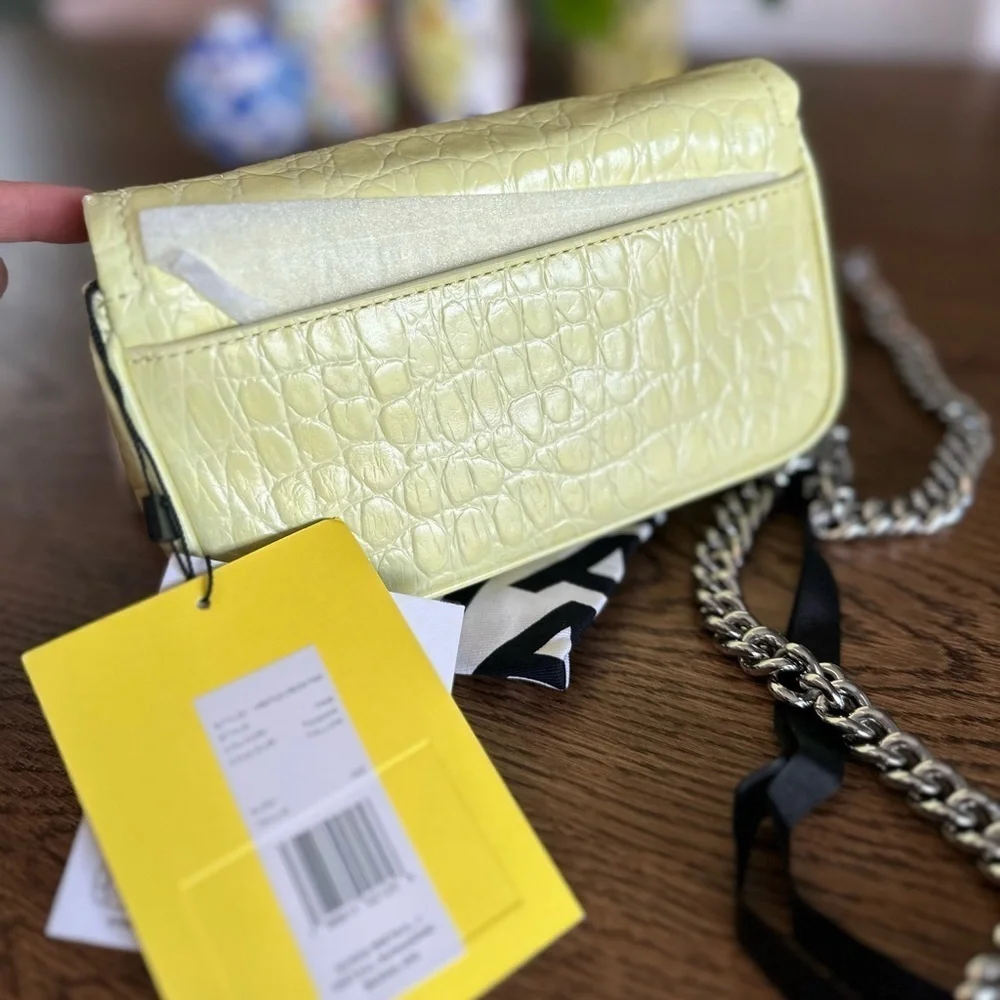 NWT! NEW！New Marc Jacobs J Marc Mini Shoulder Bag -Croc-embossed Leather Yellow